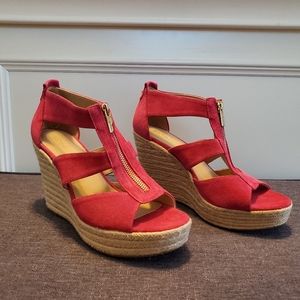 Pink Suede MK Wedges